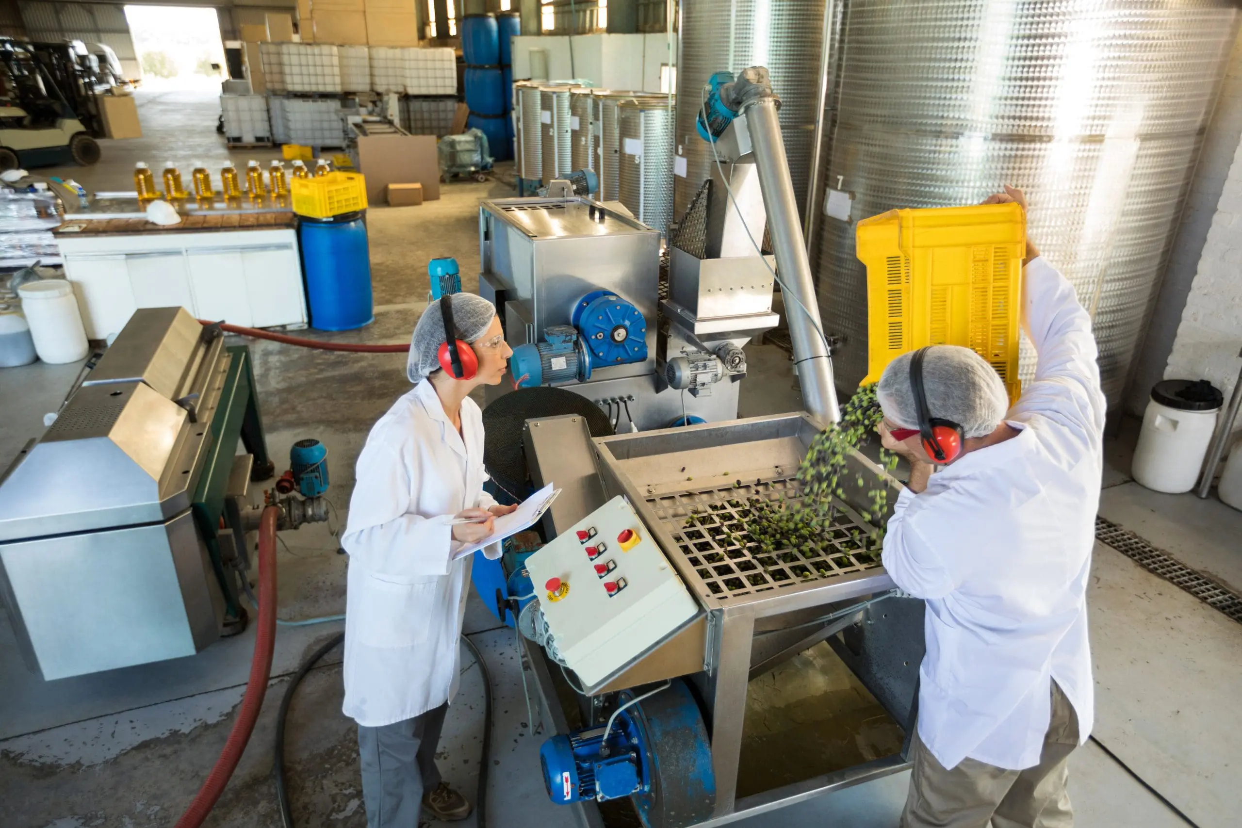 Assembly operators working alongside a production line with laser-guided assembly templates